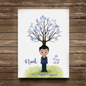 Árbol de huellas comunión niño moreno