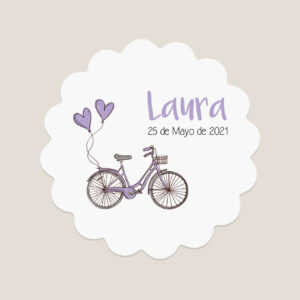 Pegatina Vinilo Comunión bici lila